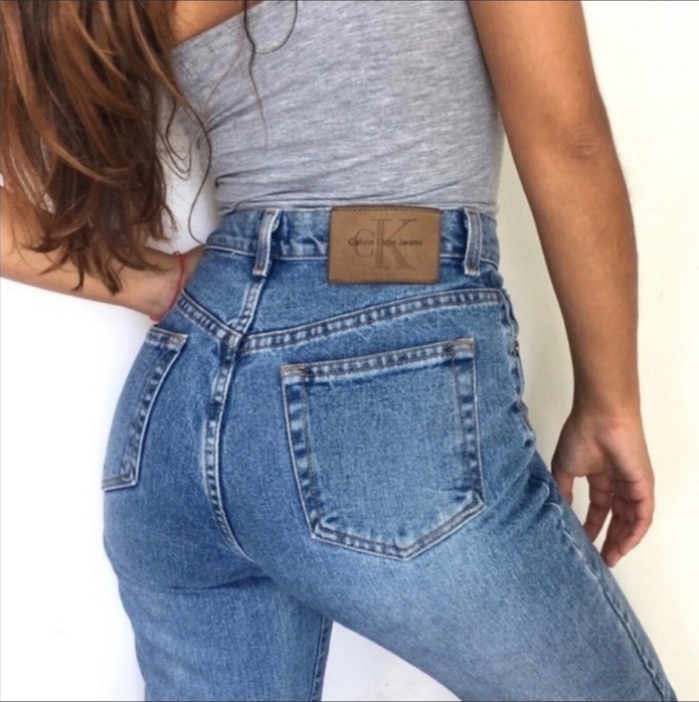 Calvin Klein Vintage 90’s Easy Fit High Rise Jeans Dark Stone Wash Size 5
